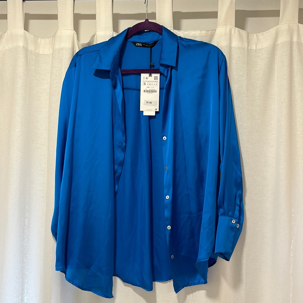 Blue Zara Button-up (small, never been worn, NWT)
